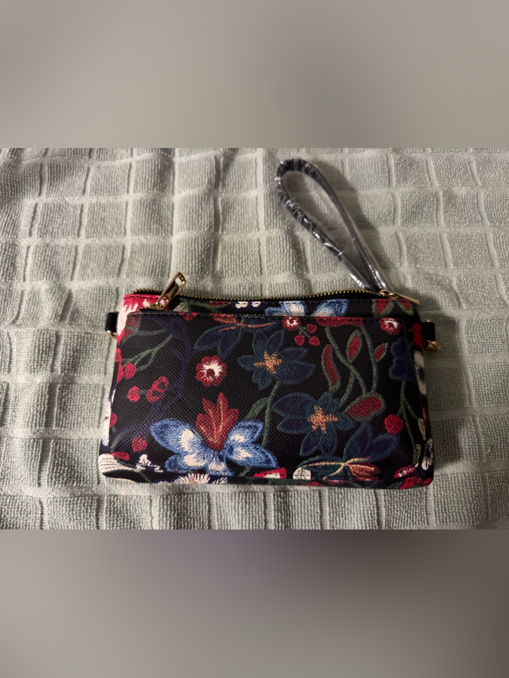 Mellow World Floral Print Wristlet Clutch - Navy Blue